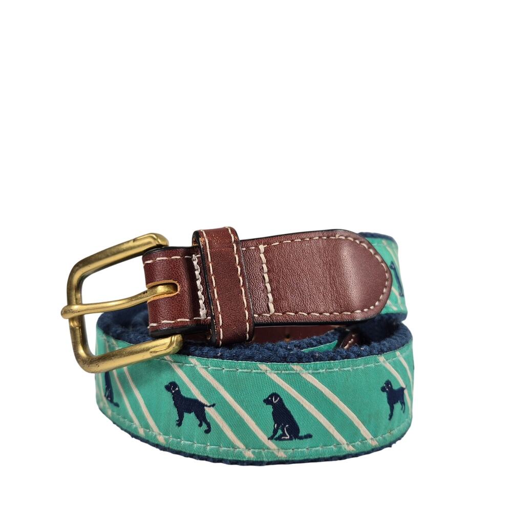 Simply Southern Green White Brown Labrador Dog Theme Belt 32